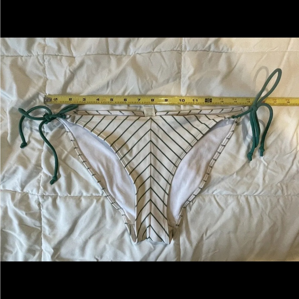 Abercrombie & Fitch Green Mitre Stripe String Bikini Bottom - size L